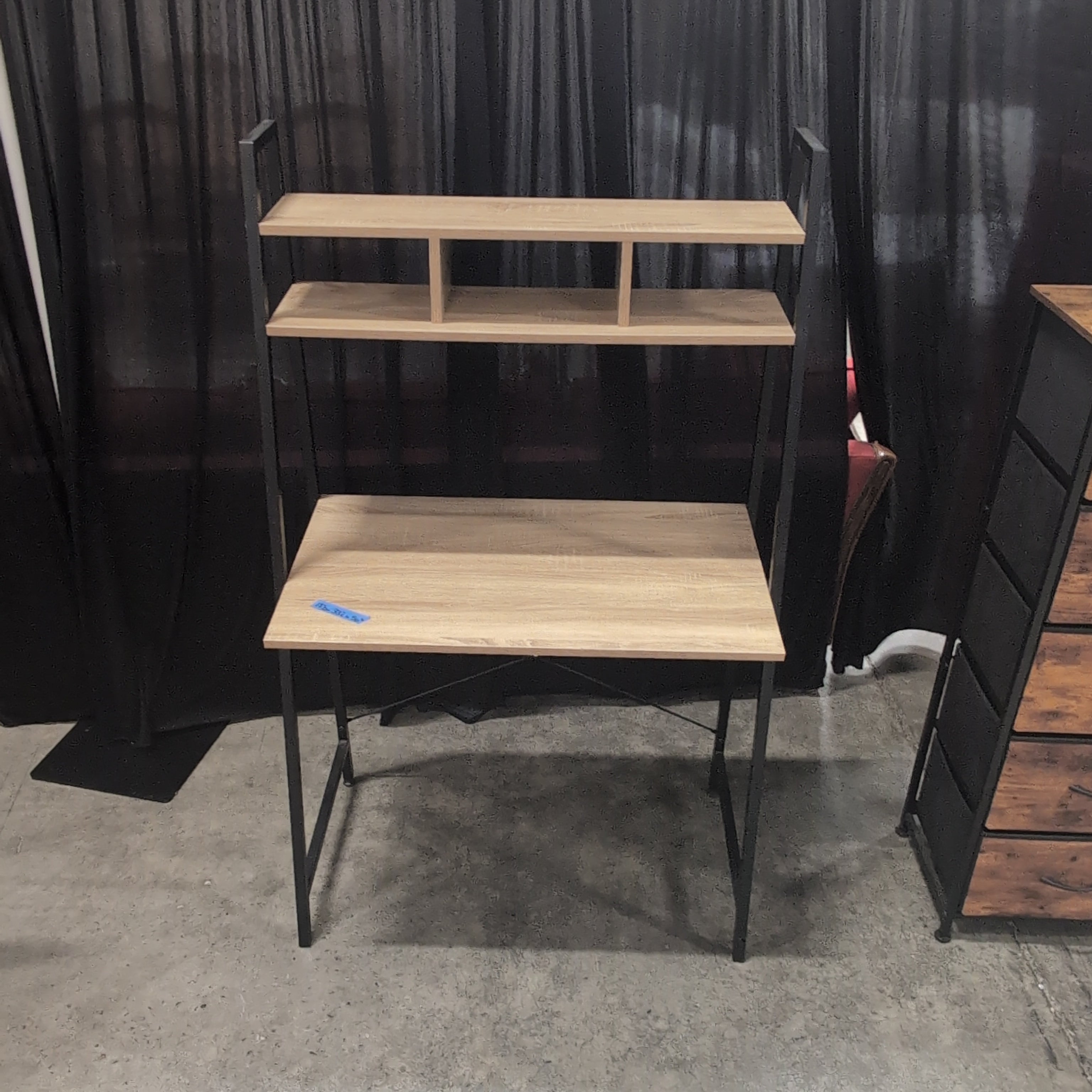 Industrial Wood-Look Ladder Desk with Shelves