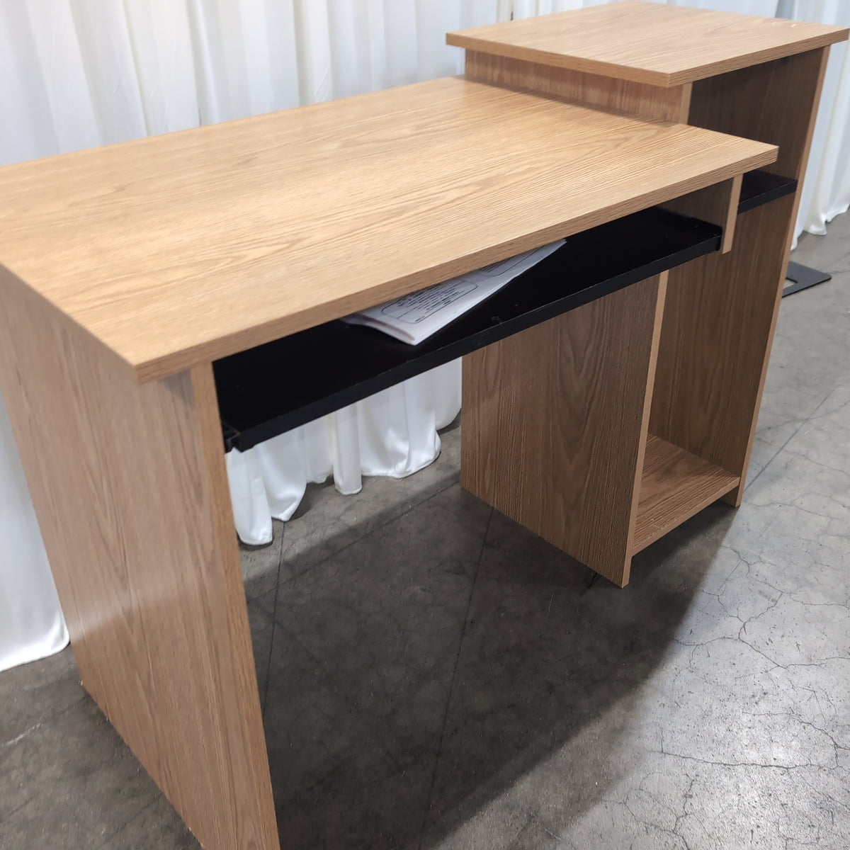 Light Wood L-Shaped Desk with Storage Shelves