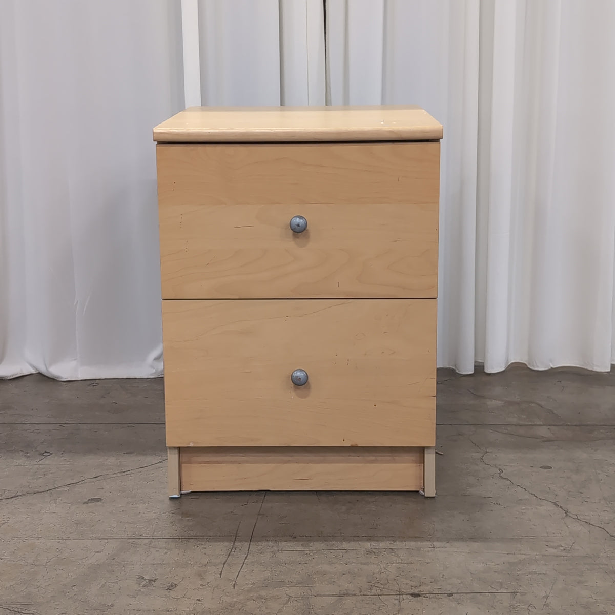 Light Wood Two-Drawer Nightstand