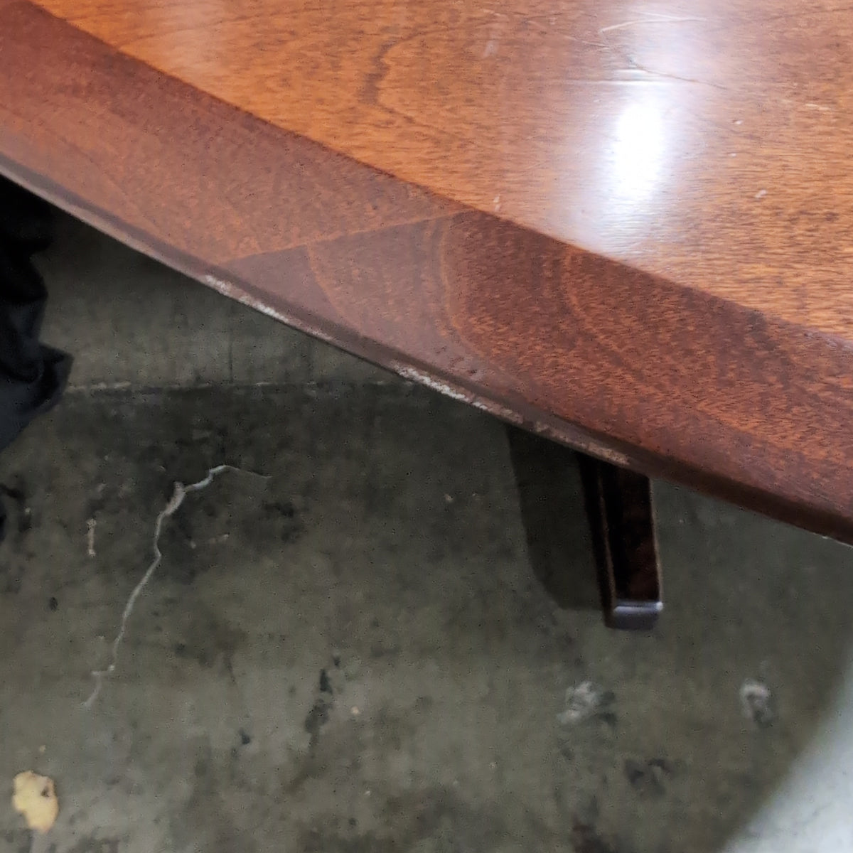Cherry Tone Oval Wood Dining Table with Center Leaf