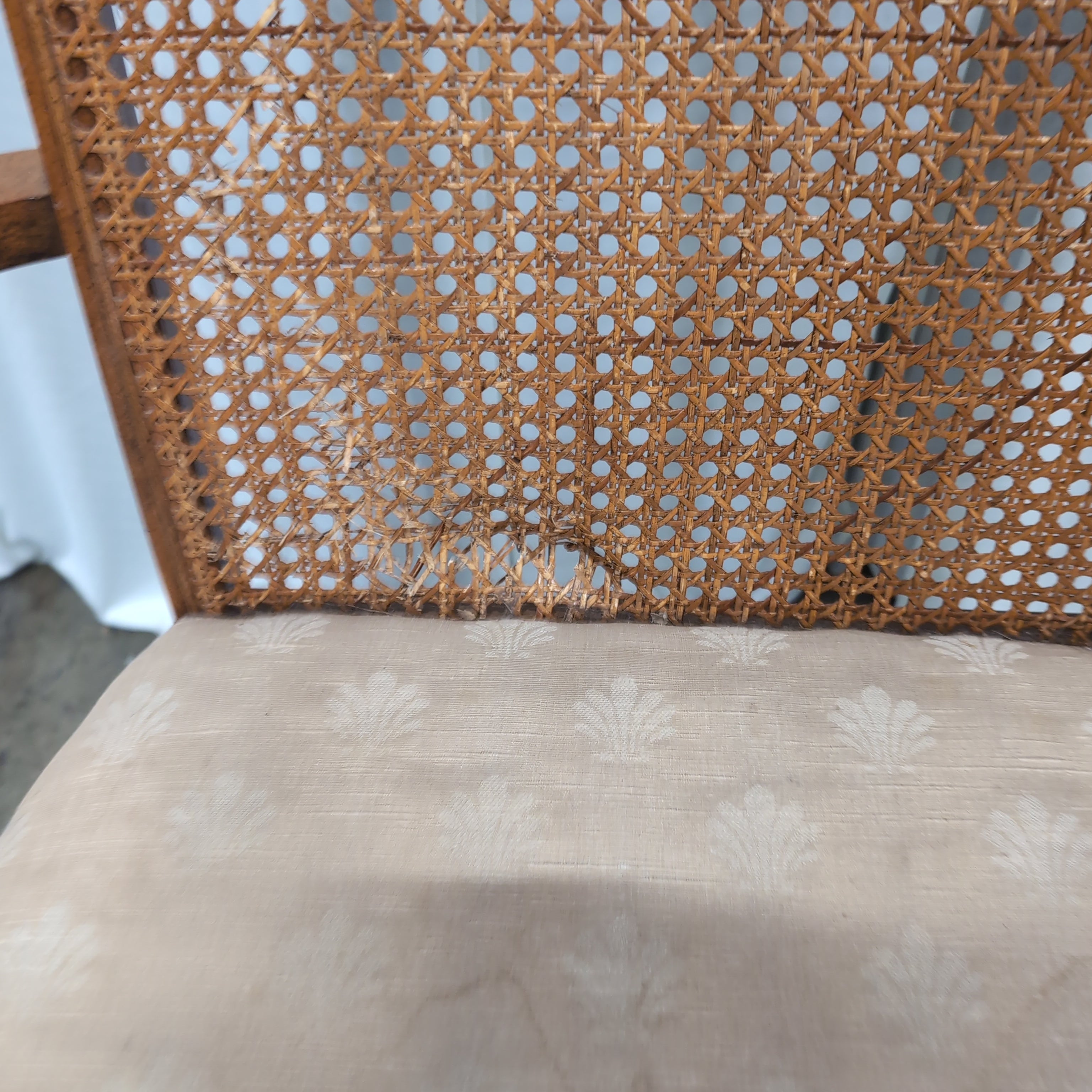 Traditional Wood Cane Back Arm Chair