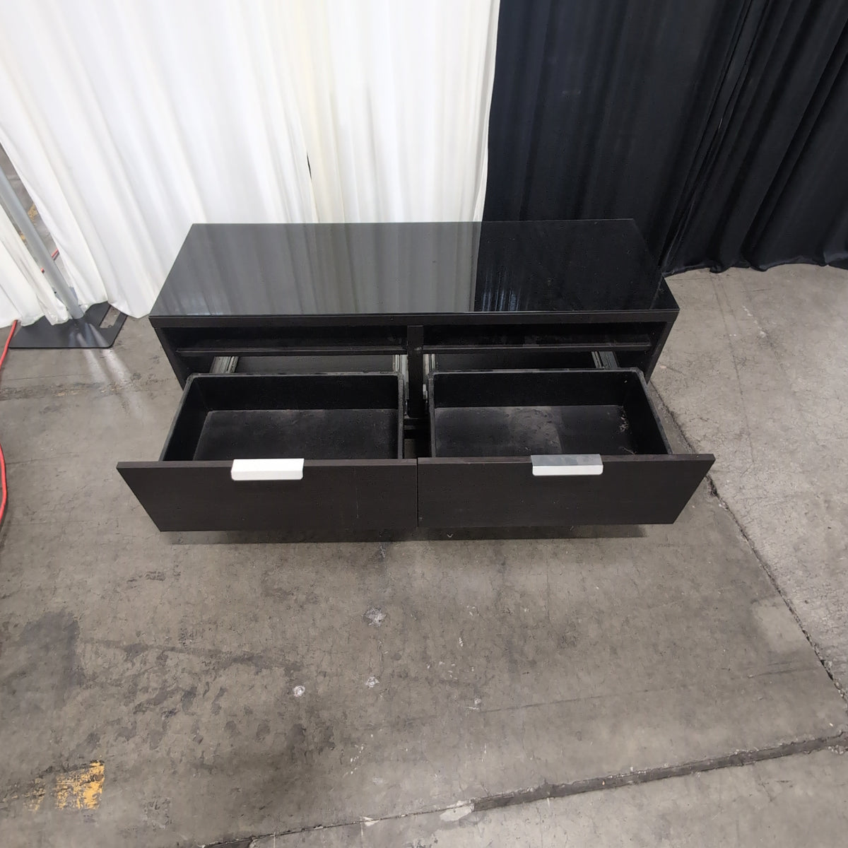 Dark Wood Low Profile TV Stand with Drawer