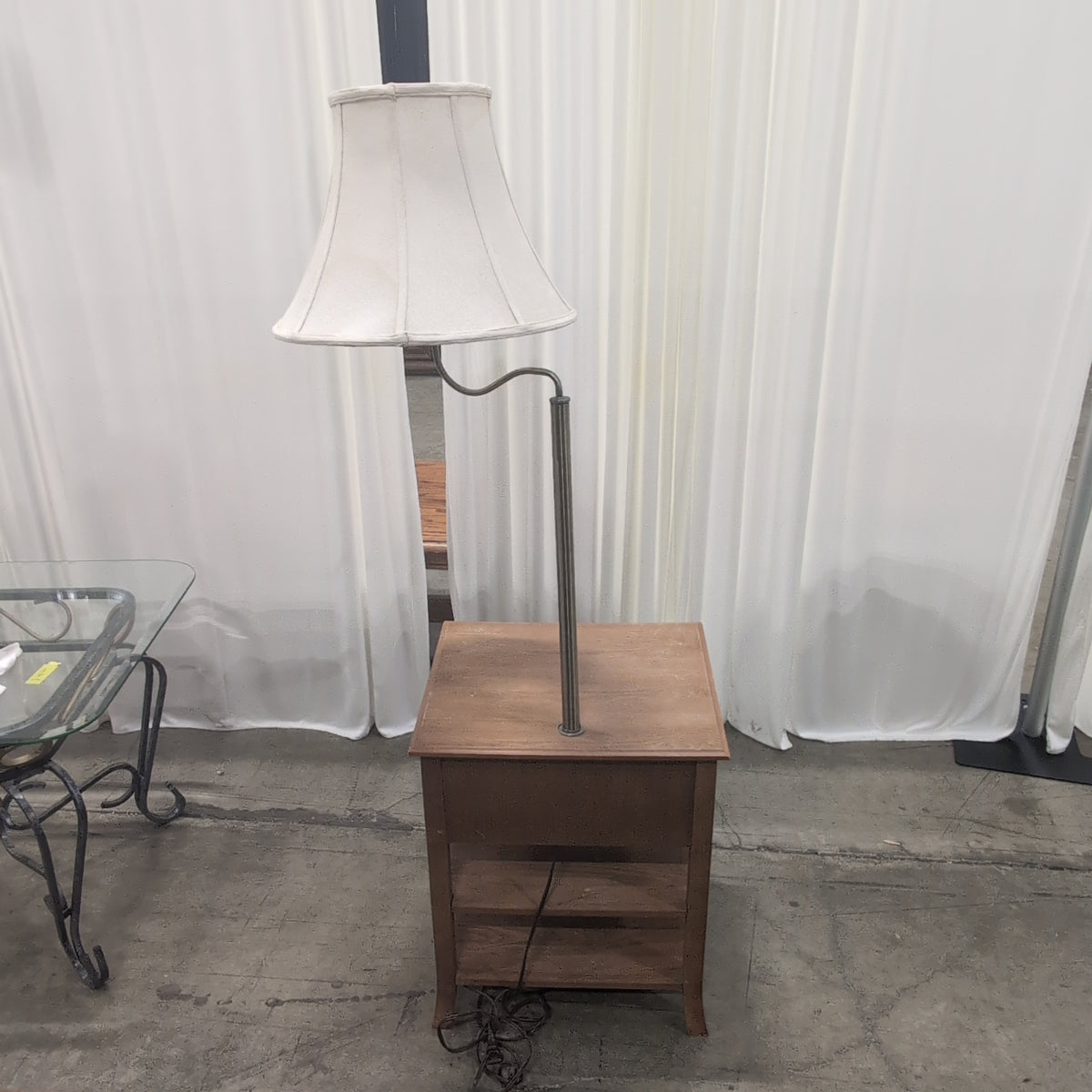 Brown Wood Nightstand with Single Drawer