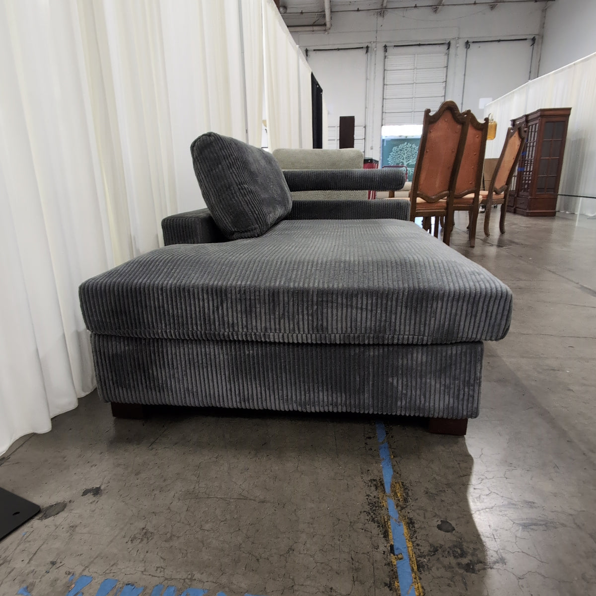 Two-Tone Grey Fabric Chaise Lounge Set