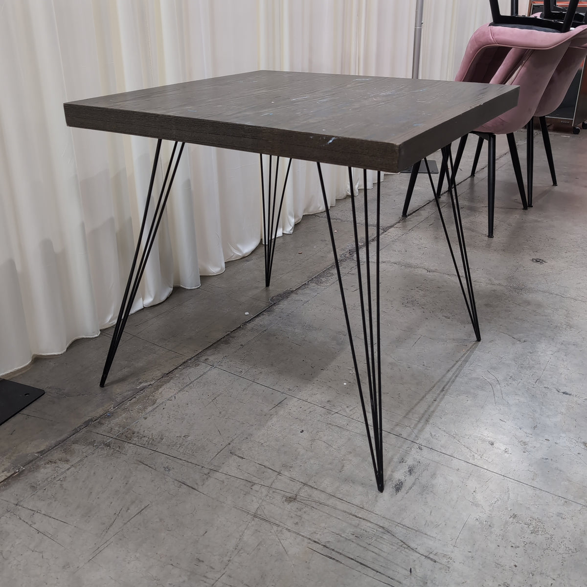 Dark Wood Square Dining Table with Hairpin Legs