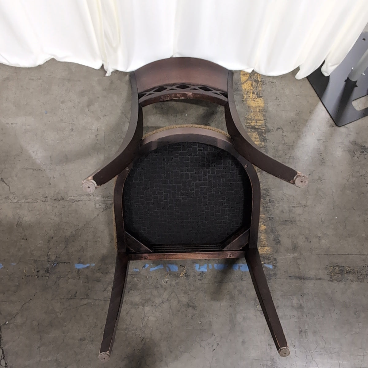 Dark Wood Lattice Back Dining Chair with Upholstered Seat
