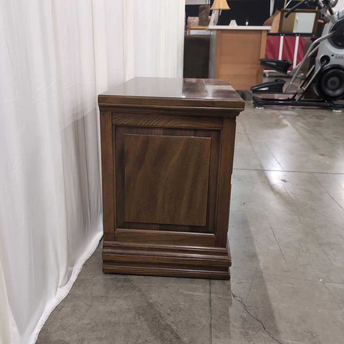 Ornate Dark Wood Two-Drawer Nightstand