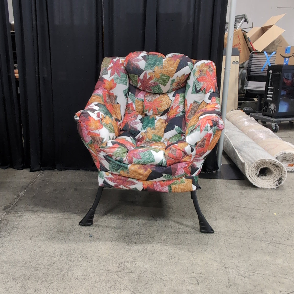 Multi-Color Autumn Leaf Pattern Upholstered Chair