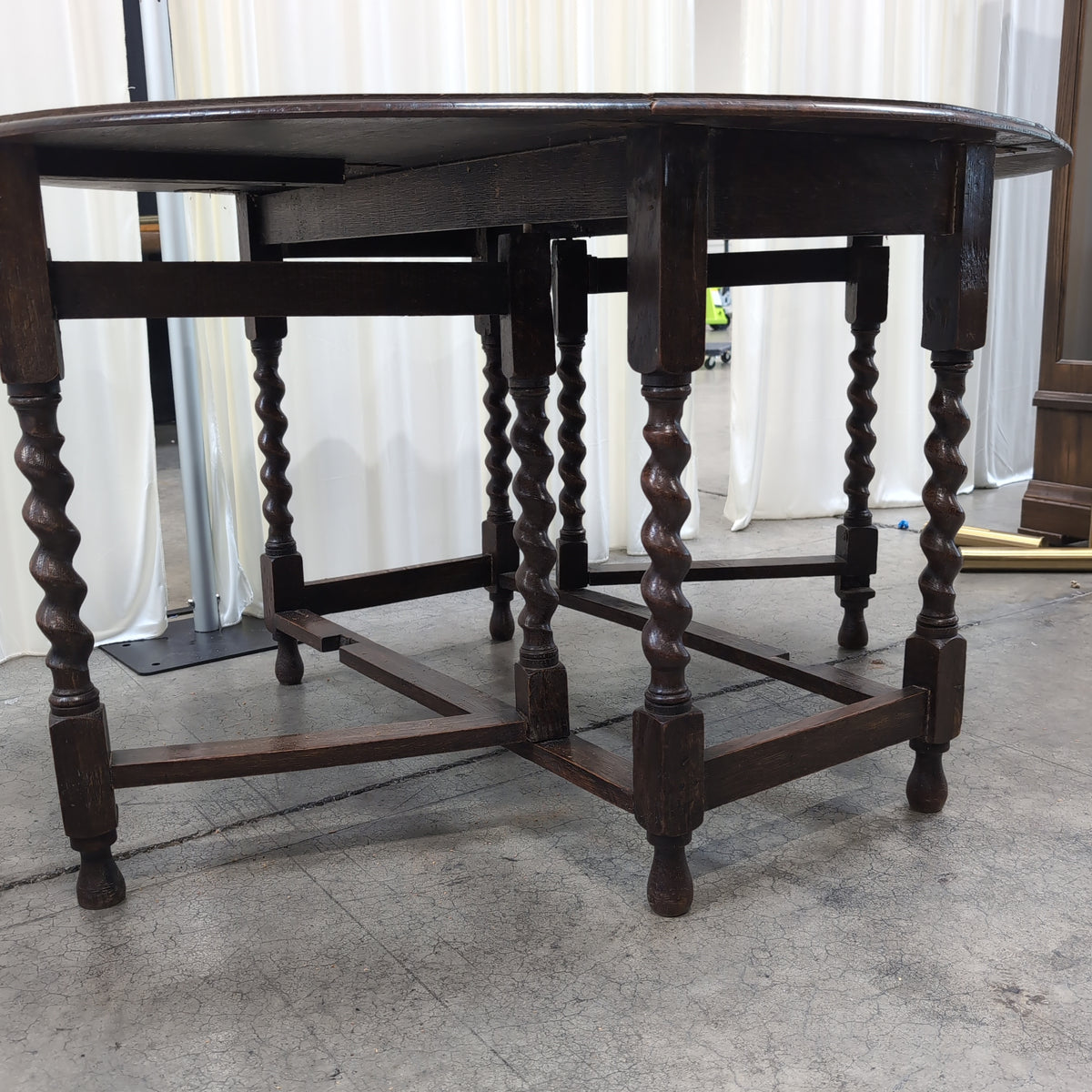 Dark Wood Barley Twist Gateleg Dining Table