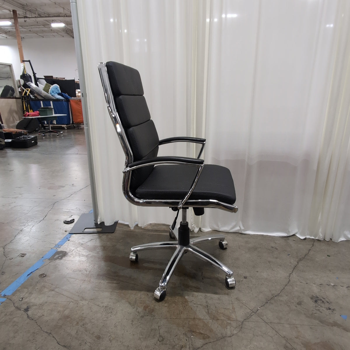 Modern Black Executive Office Chair with Chrome Base