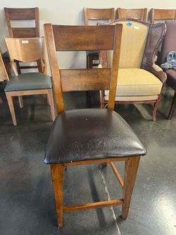 Stylish Counter Height Chairs with Brown Faux Leather Seat