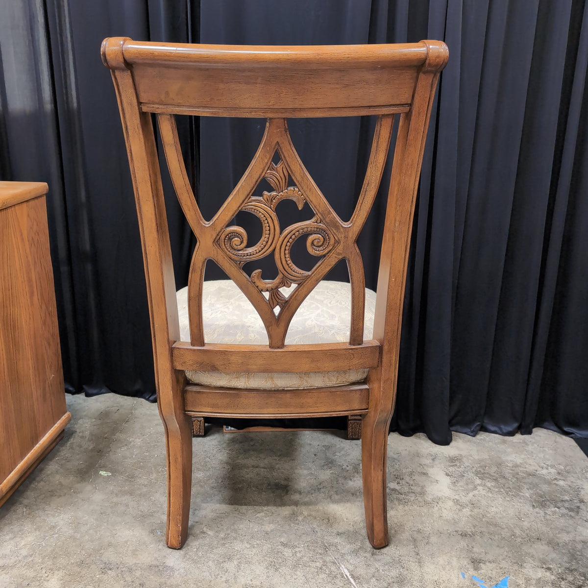 Ornate Carved Back Dining Table Set with Six Chairs