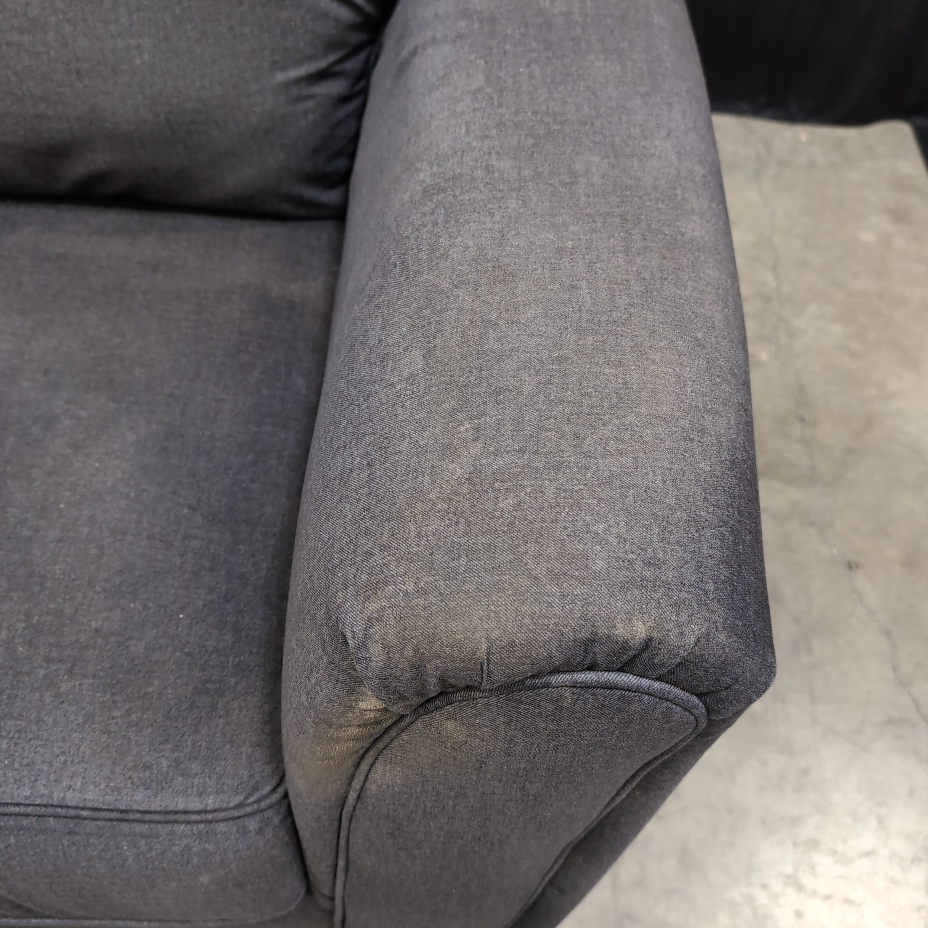 Dark Gray Fabric Loveseat with Rolled Arms