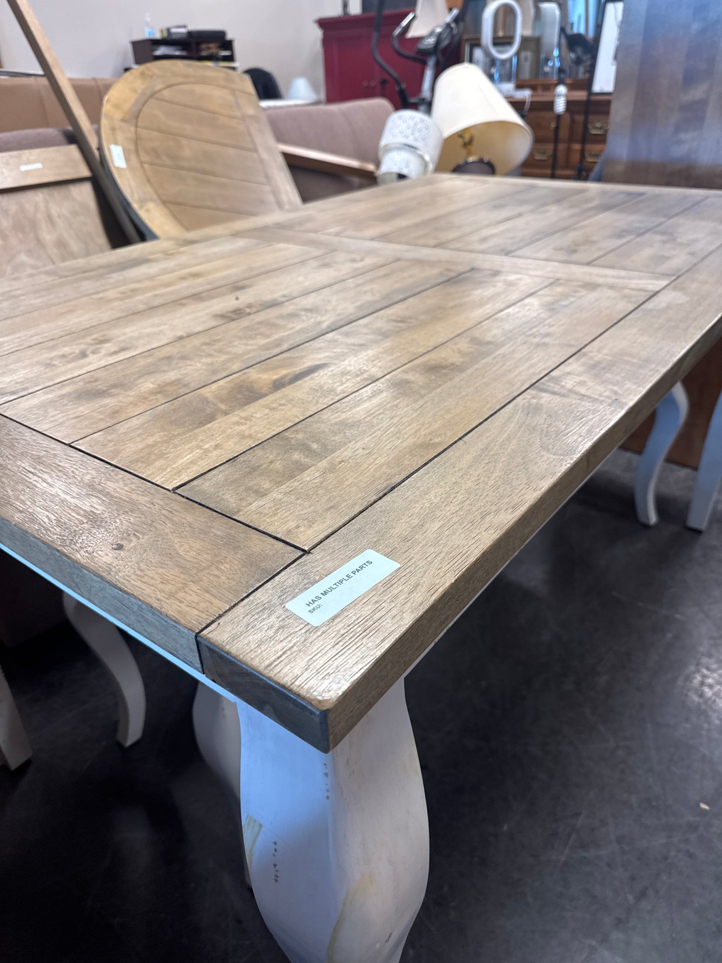 World Market Farm Table Wood / White with Bench