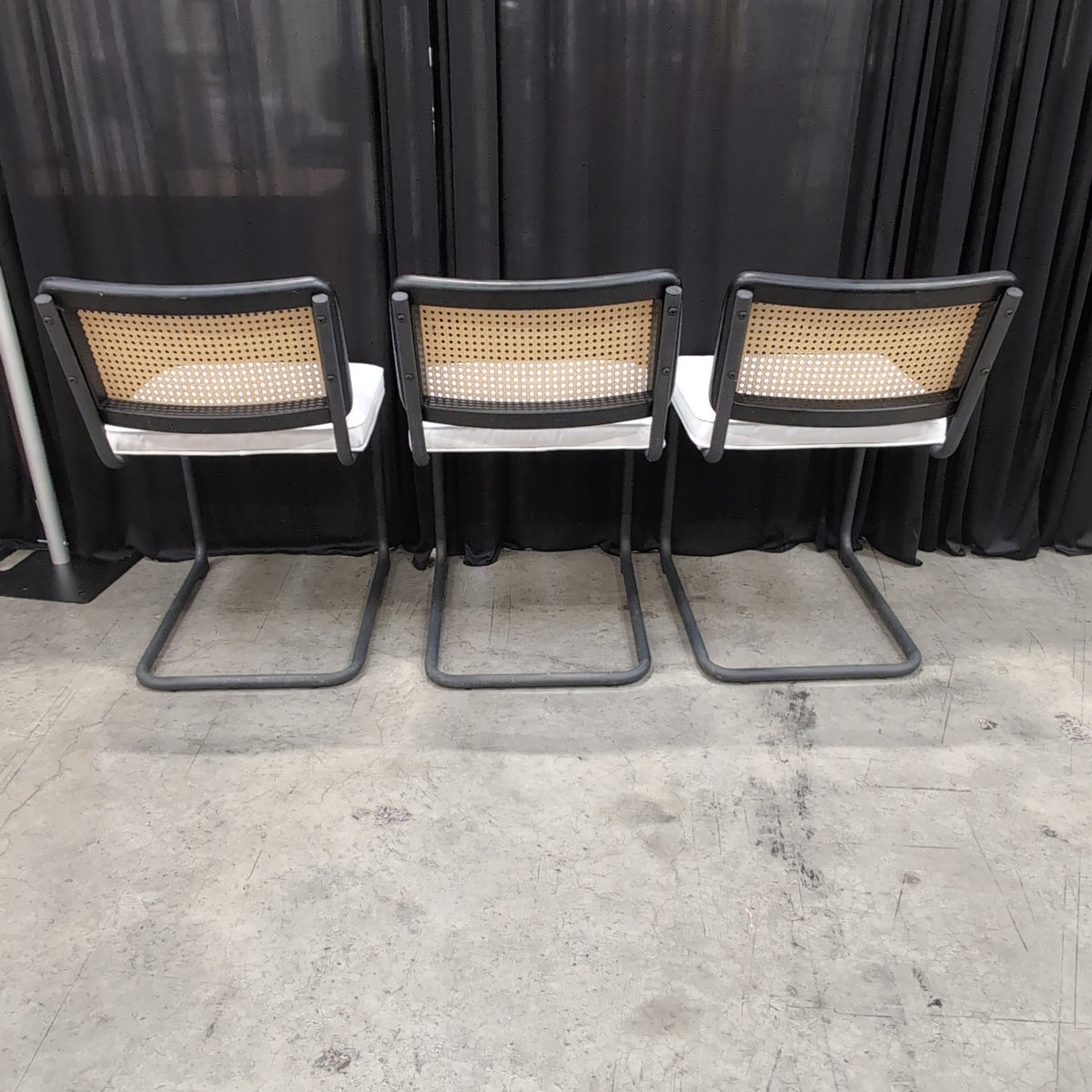 Modern Black Metal Cane Back Dining Chair