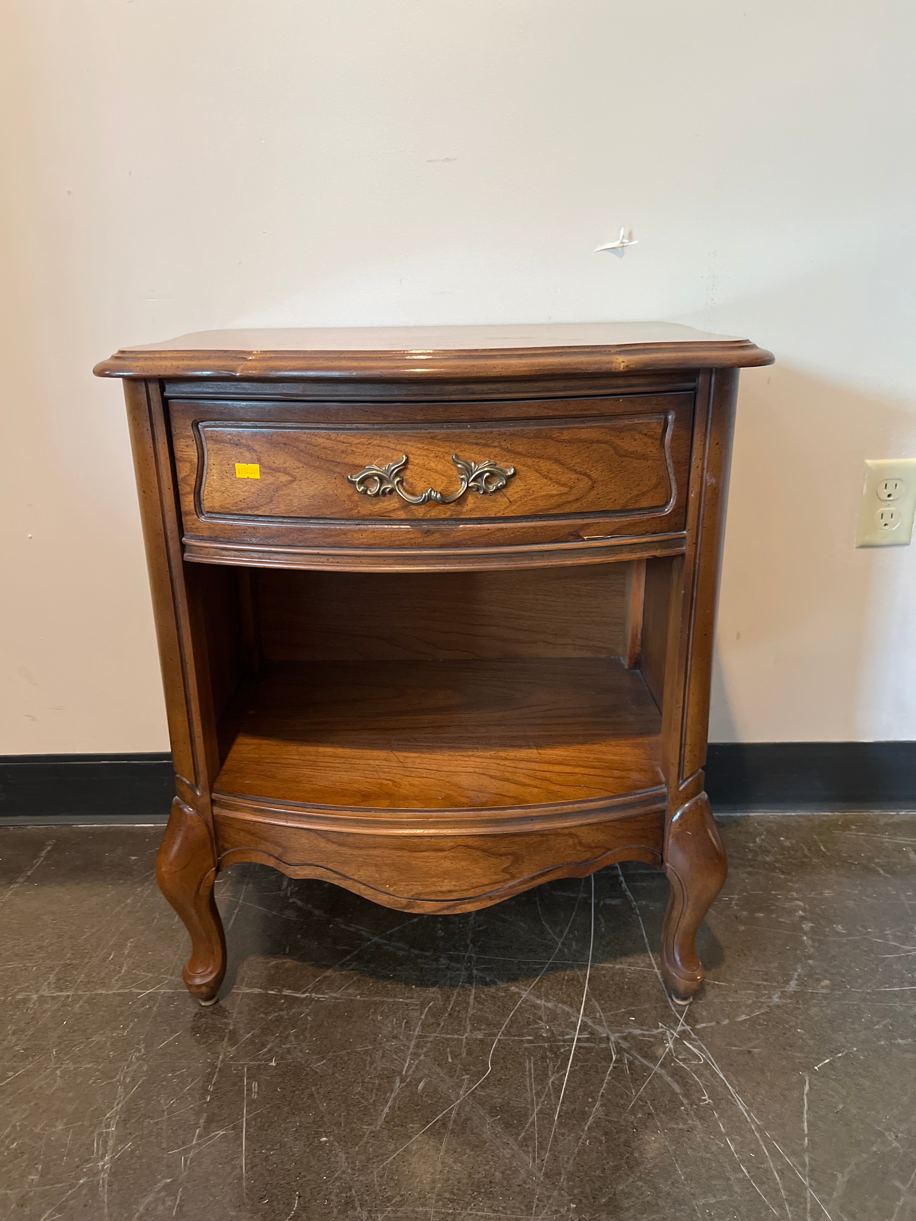 French Provincial Single-Drawer Nightstand with Open Shelf