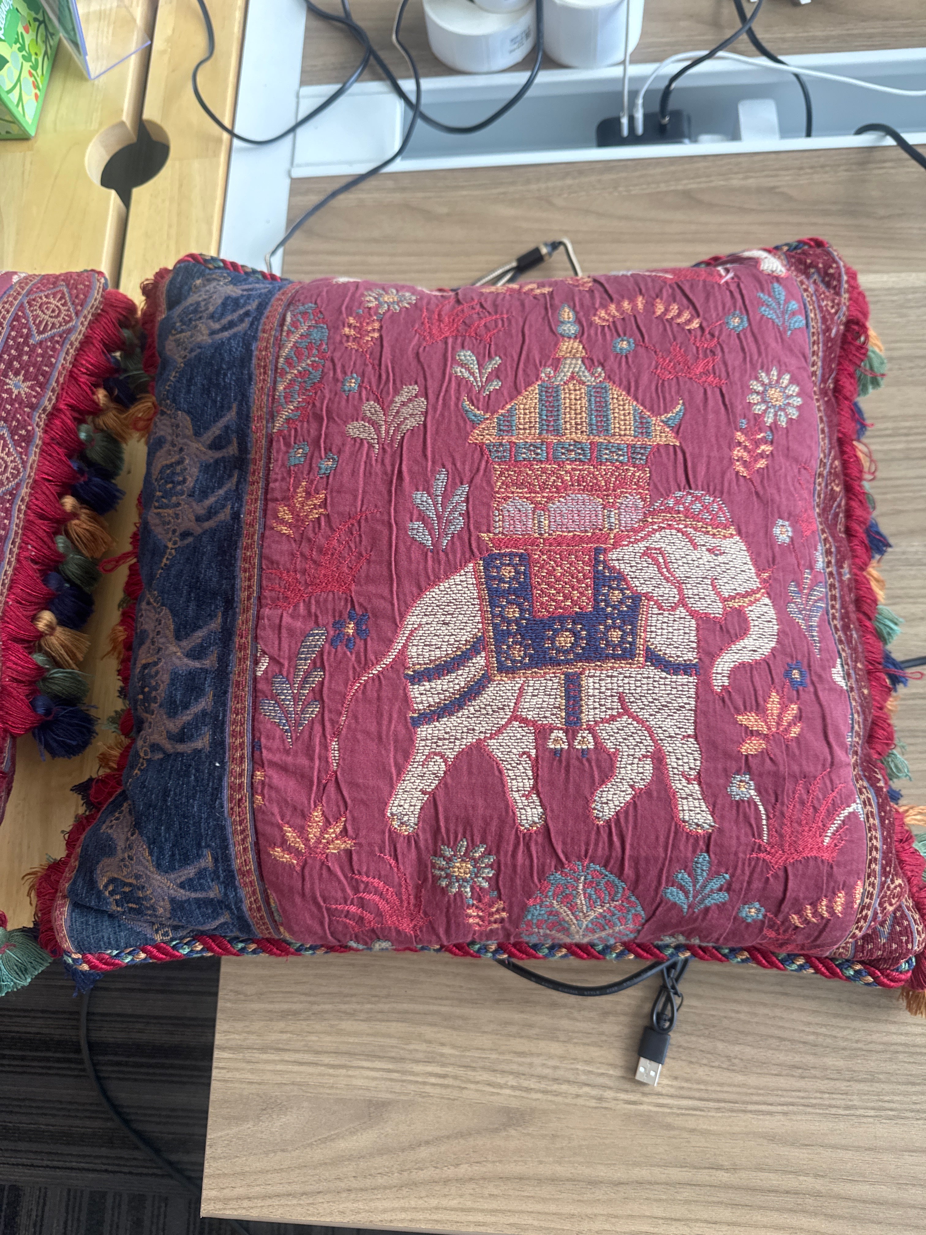 Embroidered Elephant Throw Pillow – Boho Global Style