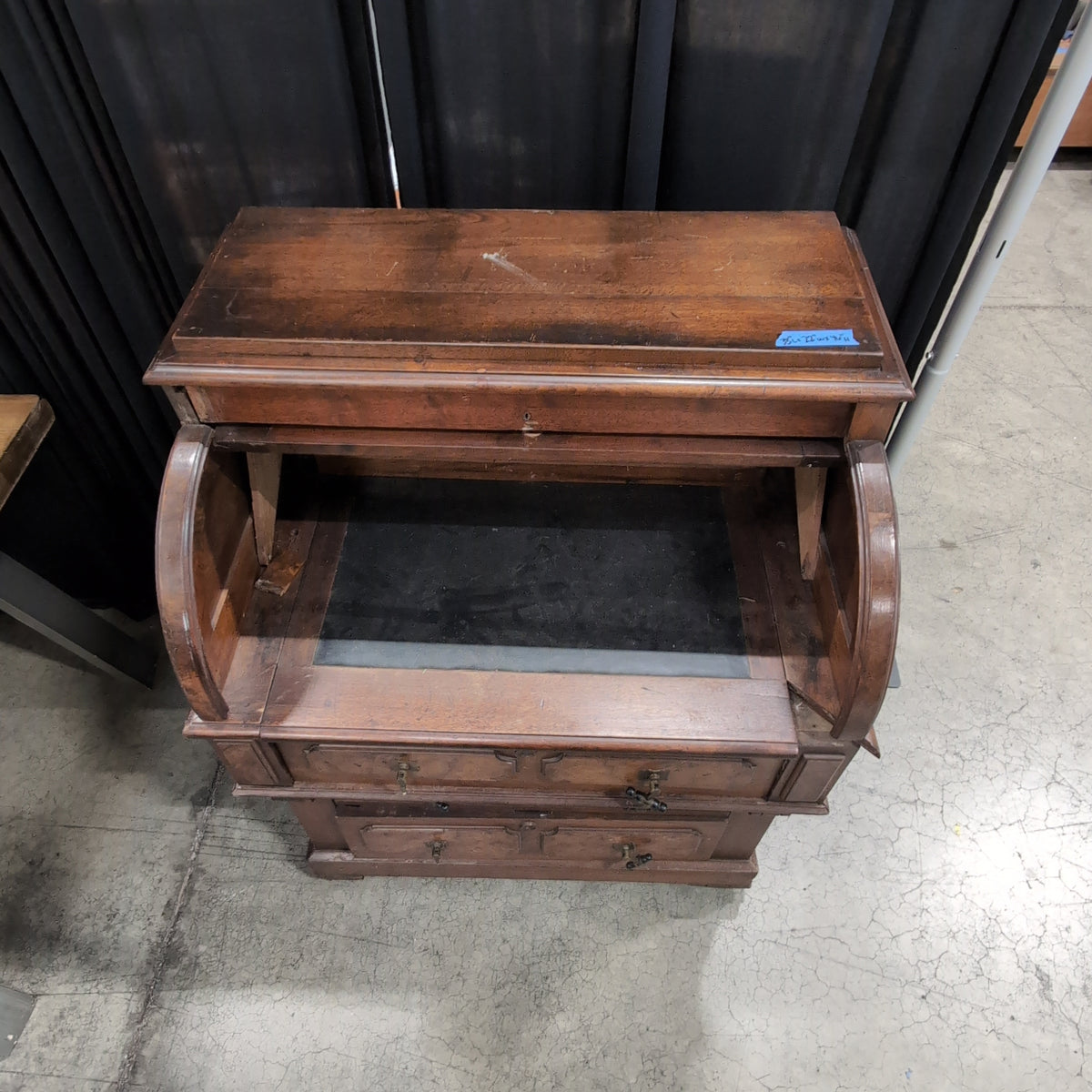 Antique Style Roll-Top Desk in Dark Wood