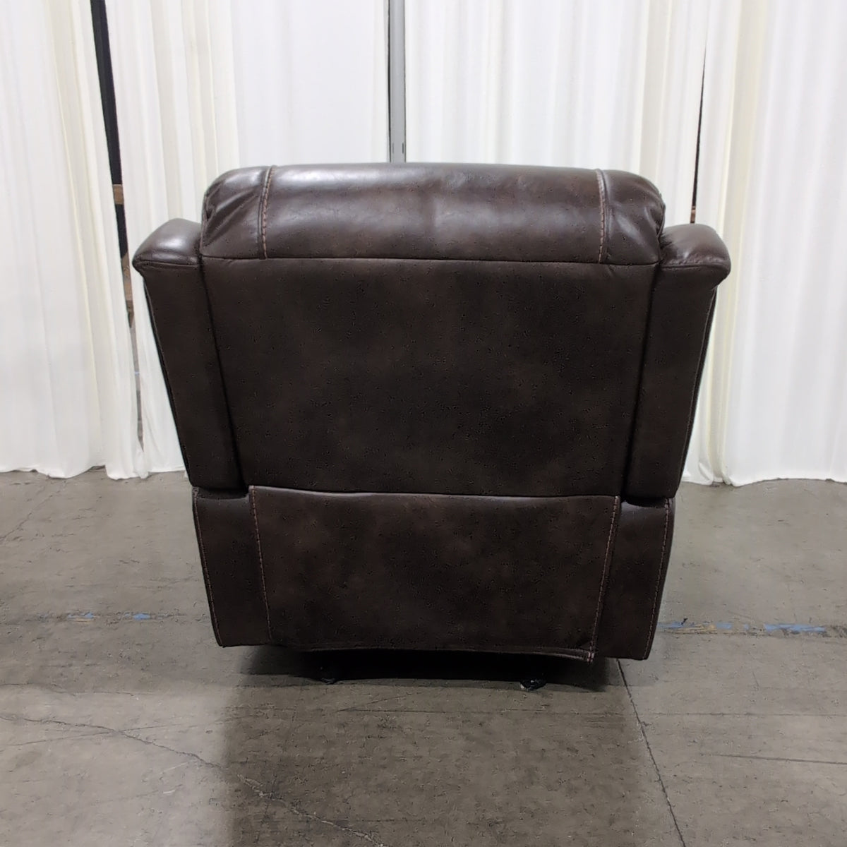 Dark Brown Padded Recliner with Nailhead Trim