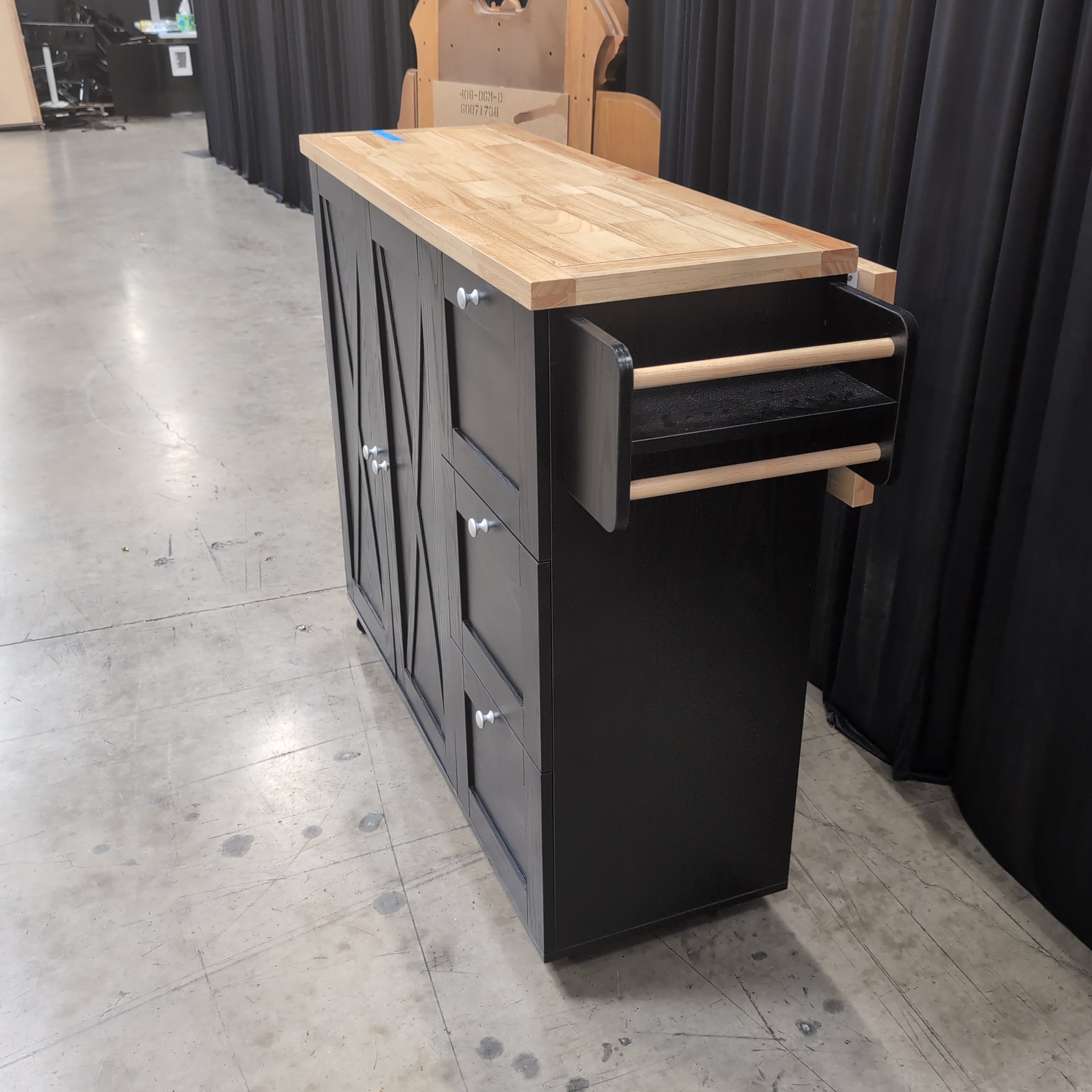 Dark Wood Kitchen Island with Butcher Block Top