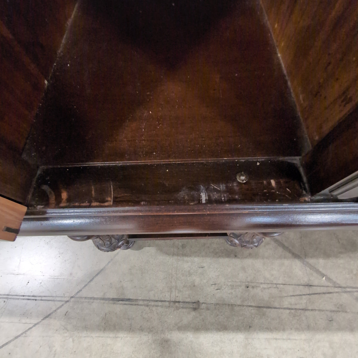 Dark Wood Ornate Carved Buffet with Turned Legs