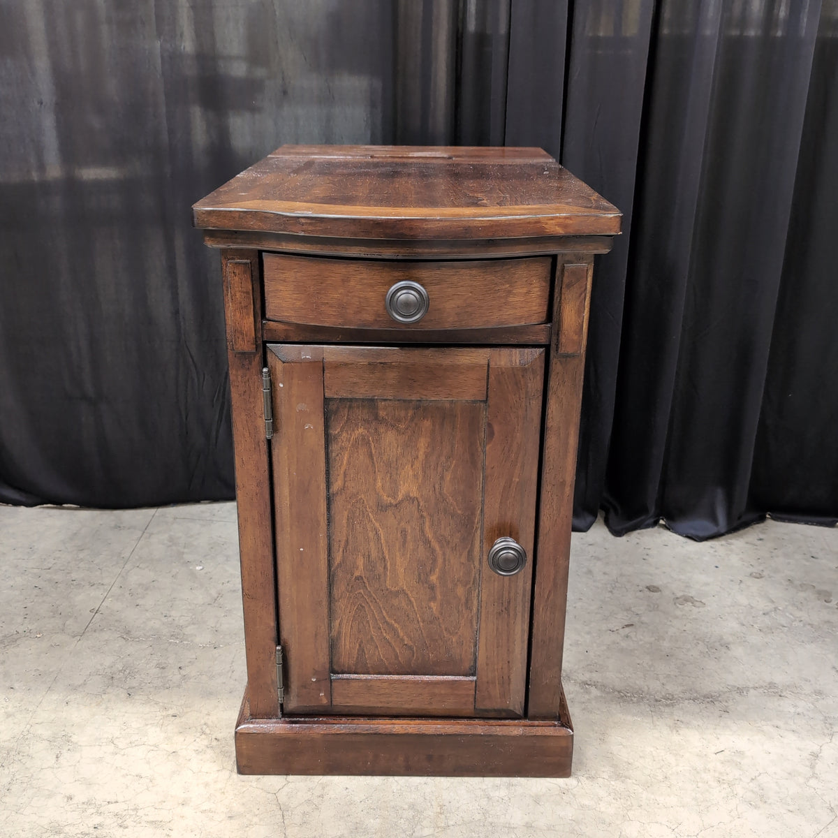 Dark Wood Nightstand with Power Cord Slot