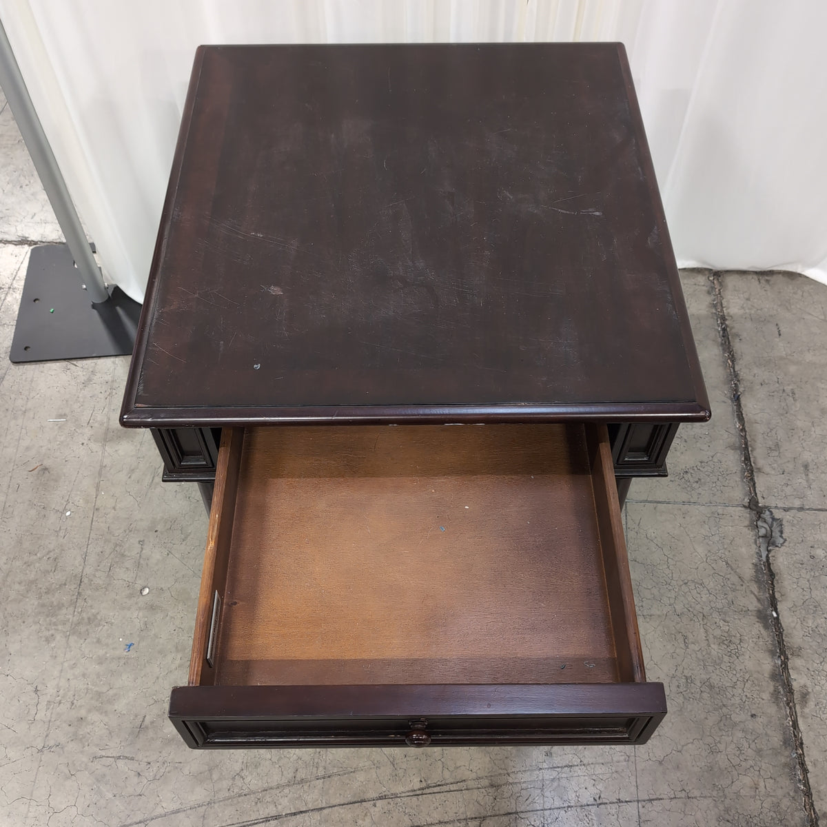 Dark Brown Wood End Table with Storage