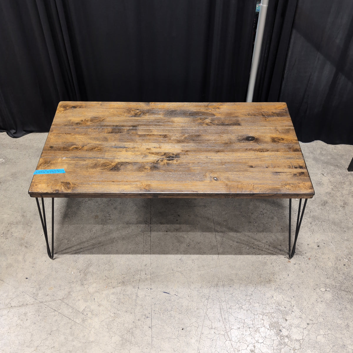 Rustic Wood Plank Coffee Table with Hairpin Legs