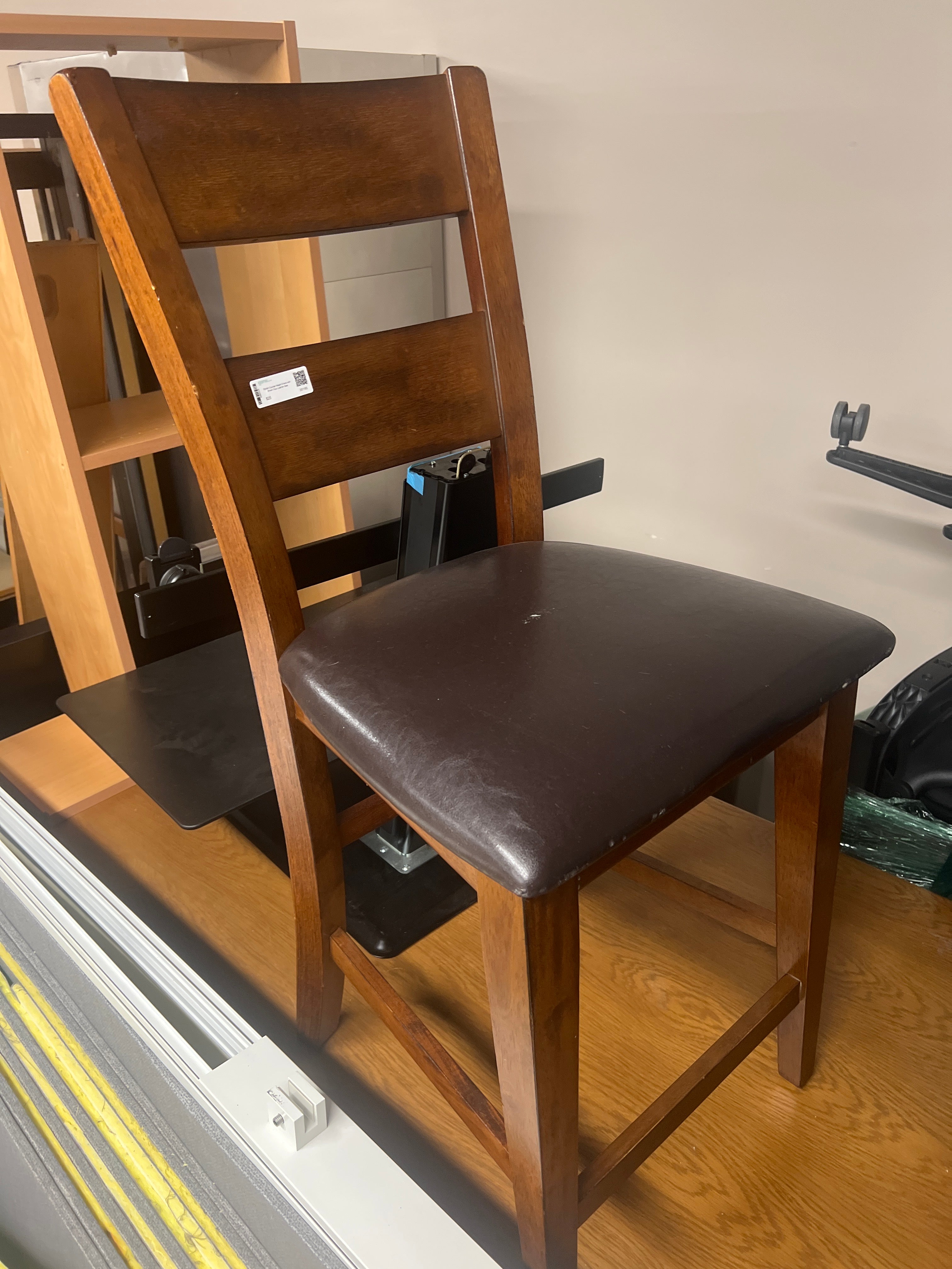 Stylish Counter Height Chairs with Brown Faux Leather Seat
