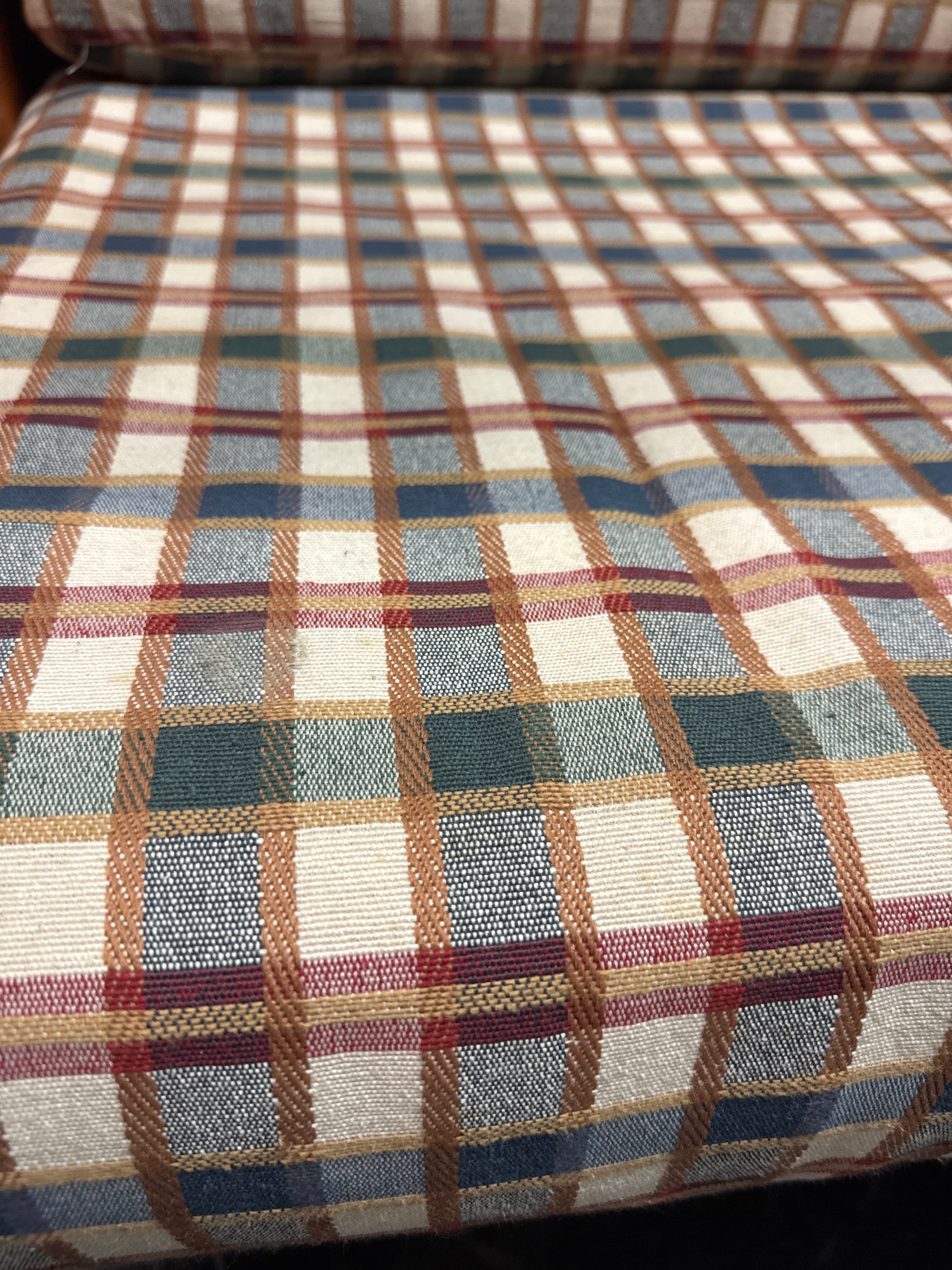 Wooden  Framed Chair with Plaid Slip Cover