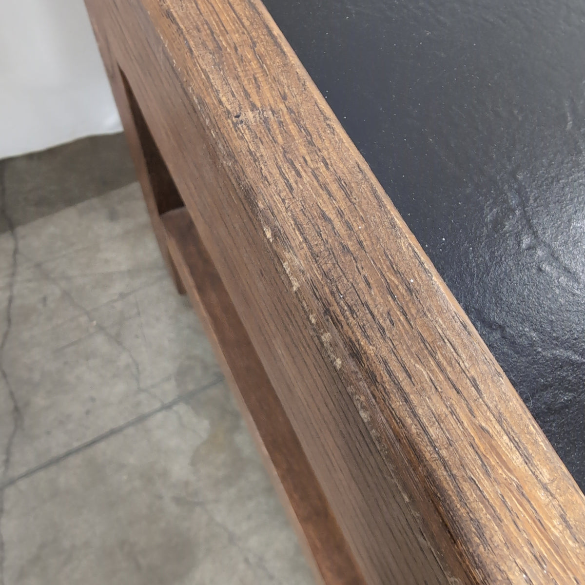 Brown Wood Console Table with Black Side Panel