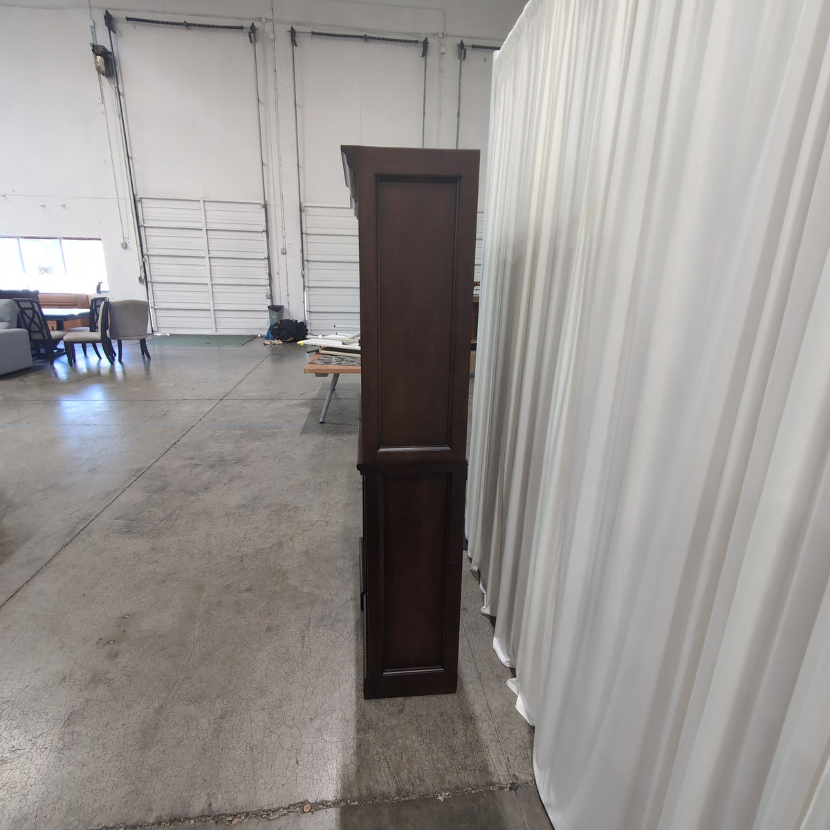 Pair of Pottery Barn Reddish-Brown Wood Wine Cabinet with Top Drawer