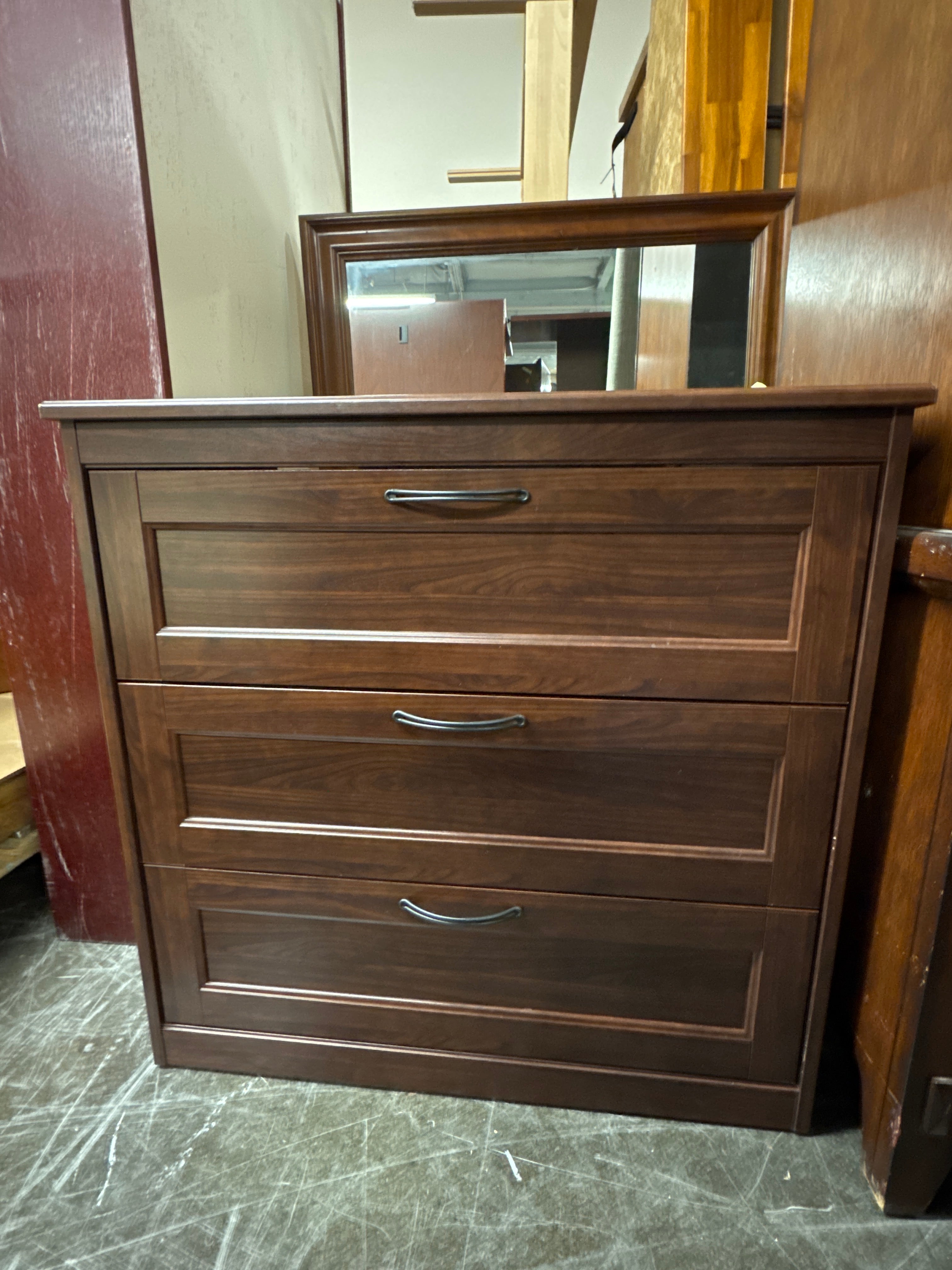 Dark Wood Three-Drawer Chest
