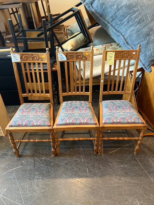Vintage Dining Chairs with Carved Backs