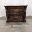 Dark Wood Two-Drawer Nightstand with Burl Inlay