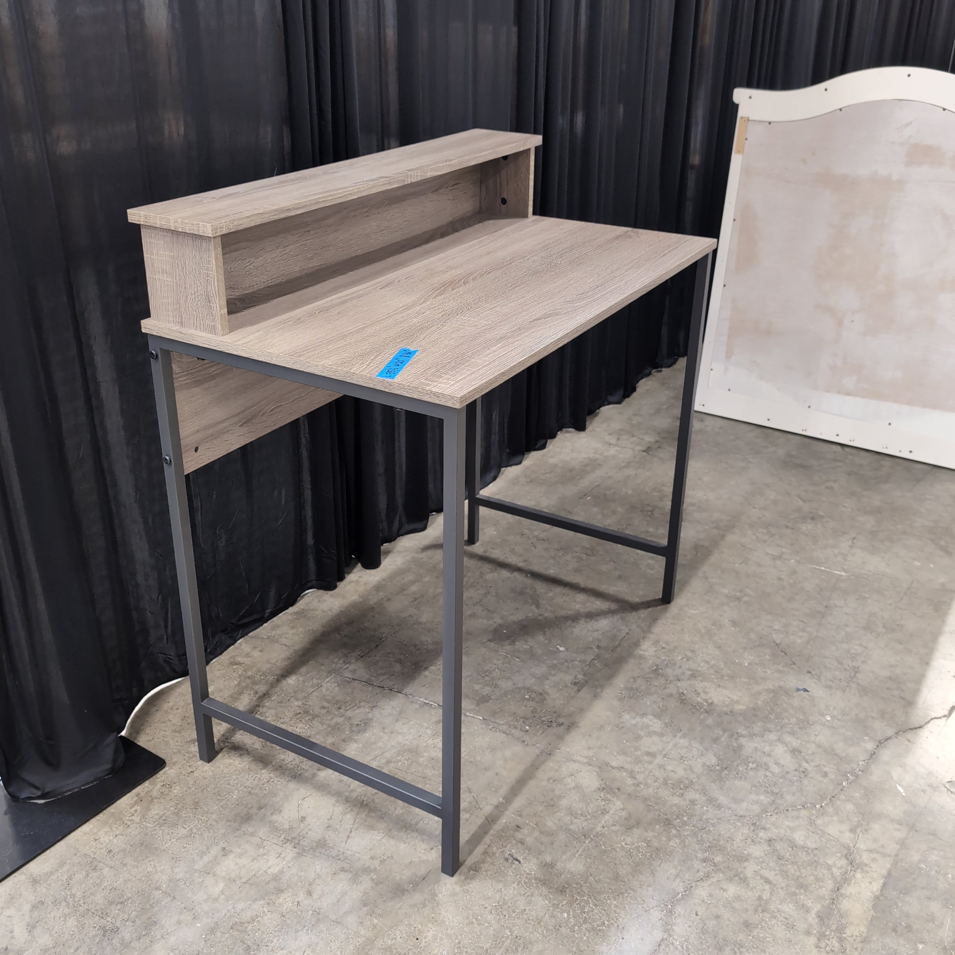 Modern Gray Wood-Look Desk with Hutch