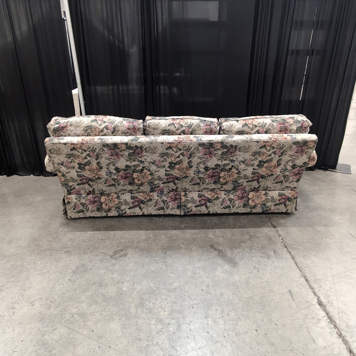 Multi-Color Floral Pattern Couch with Rolled Arms