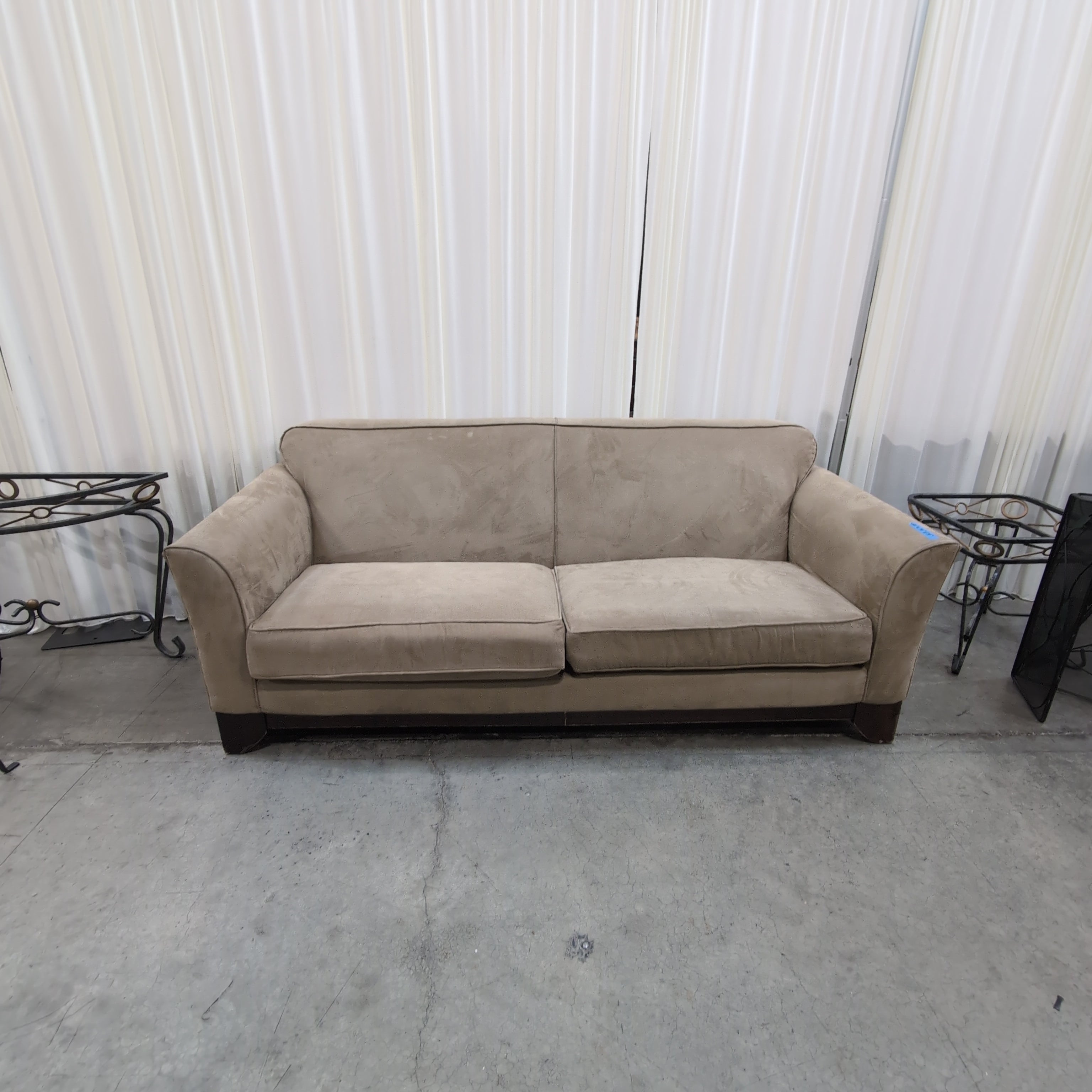 Tan Microfiber Rolled Arm Couch