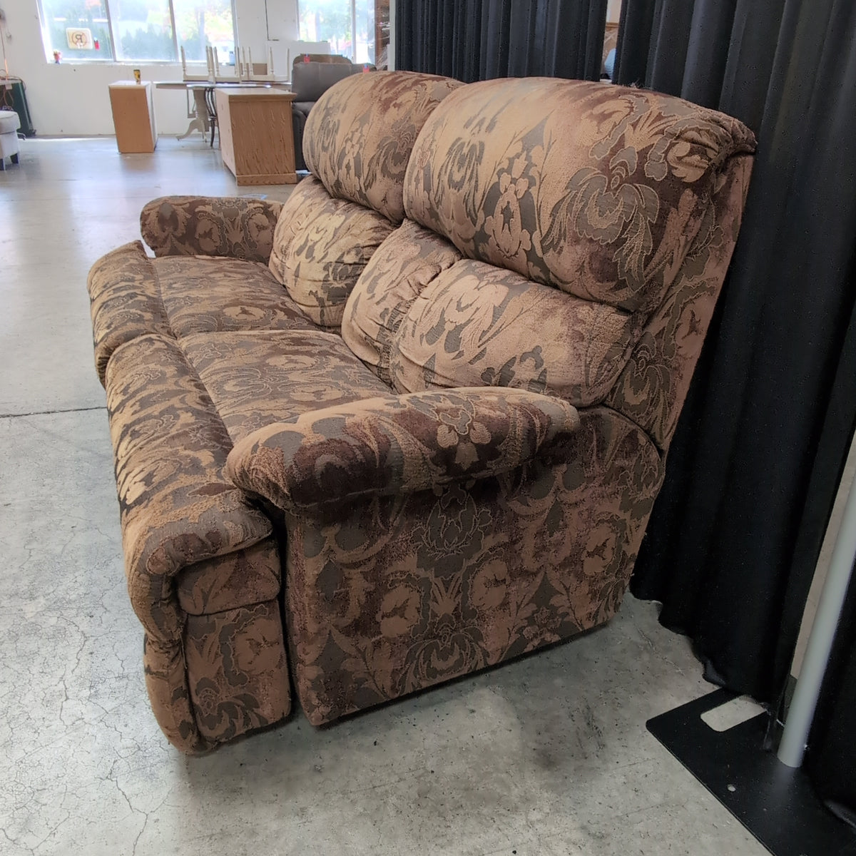 Brown Patterned Reclining Couch