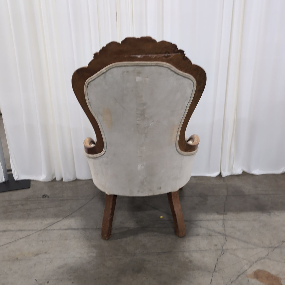 Ornate Carved Wood Accent Chair in Tufted Velvet