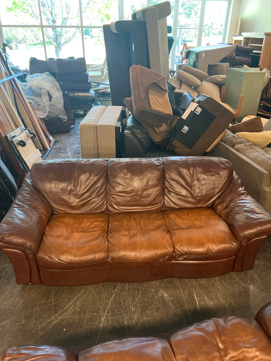 Superb Creation LTD Brown Three Seat Leather Sofa