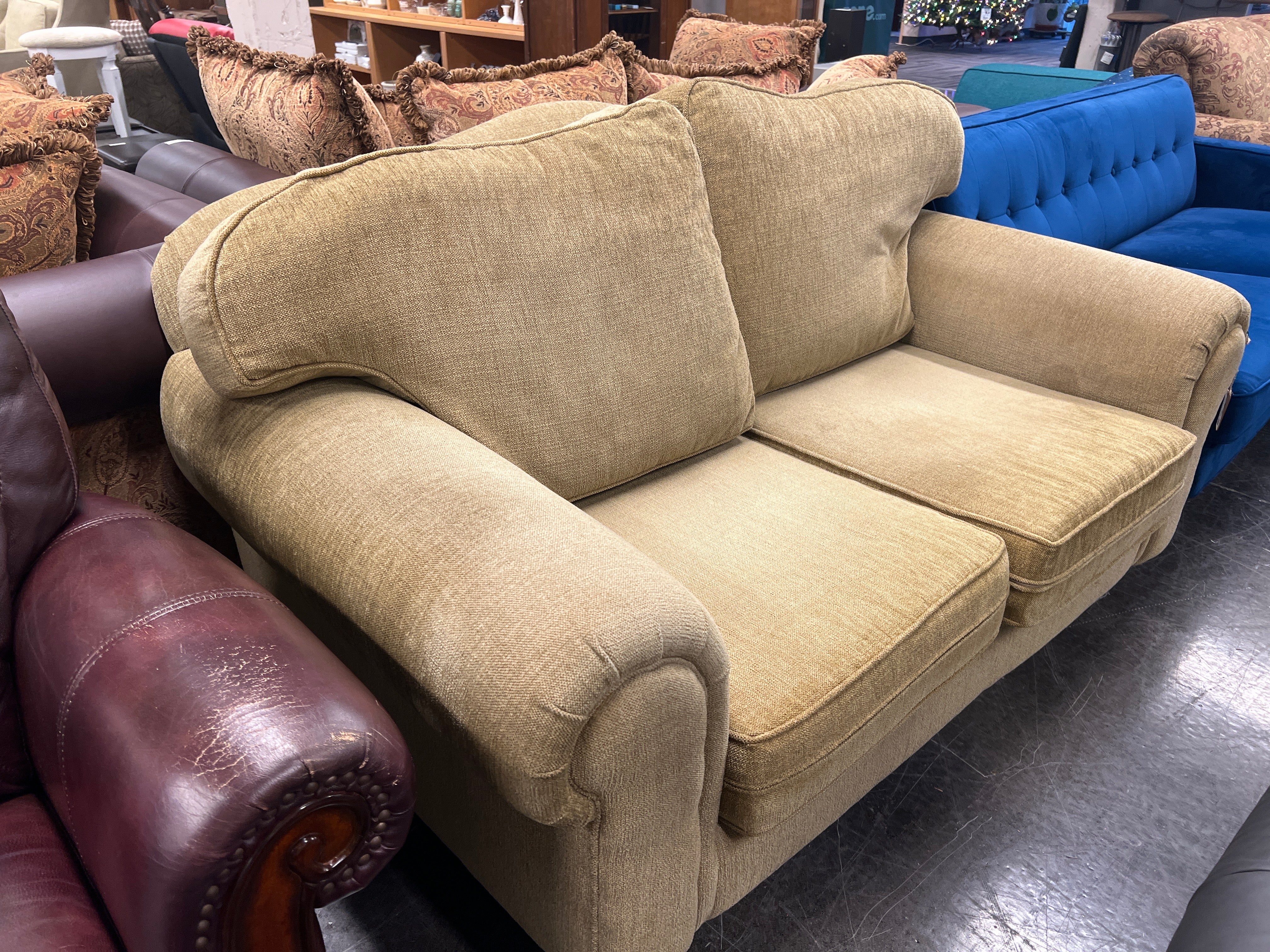 Drexel Tan Fabric Two-Seater Sofa