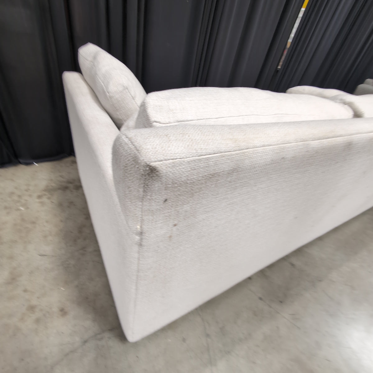 Contemporary Light Beige Track Arm Couch in Fabric
