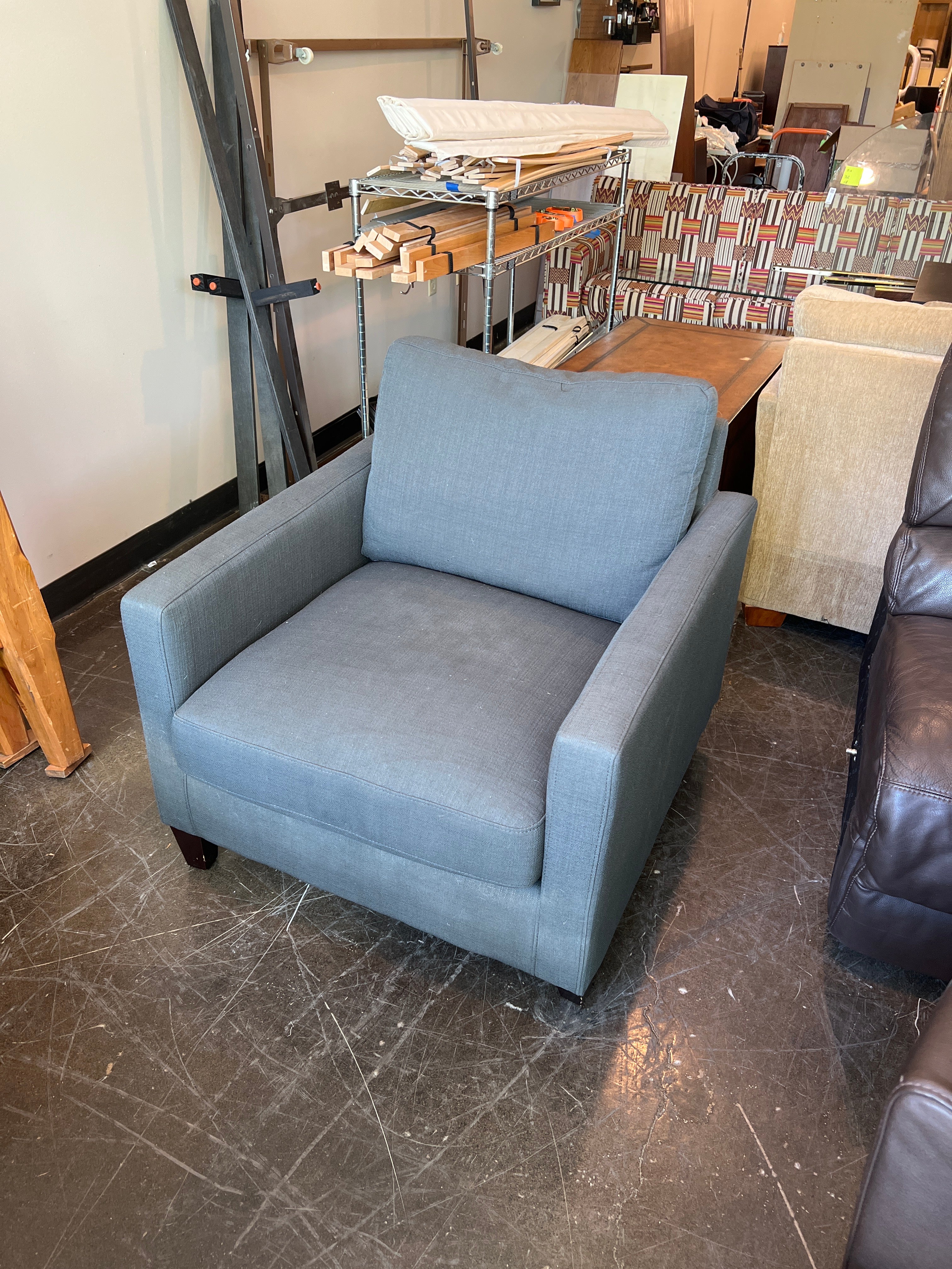 Modern Blue Upholstered Armchair