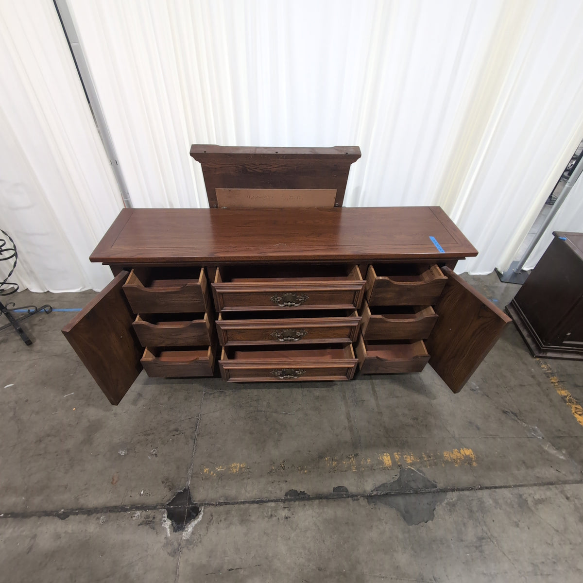 Traditional Dark Wood Buffet with Ornate Hardware