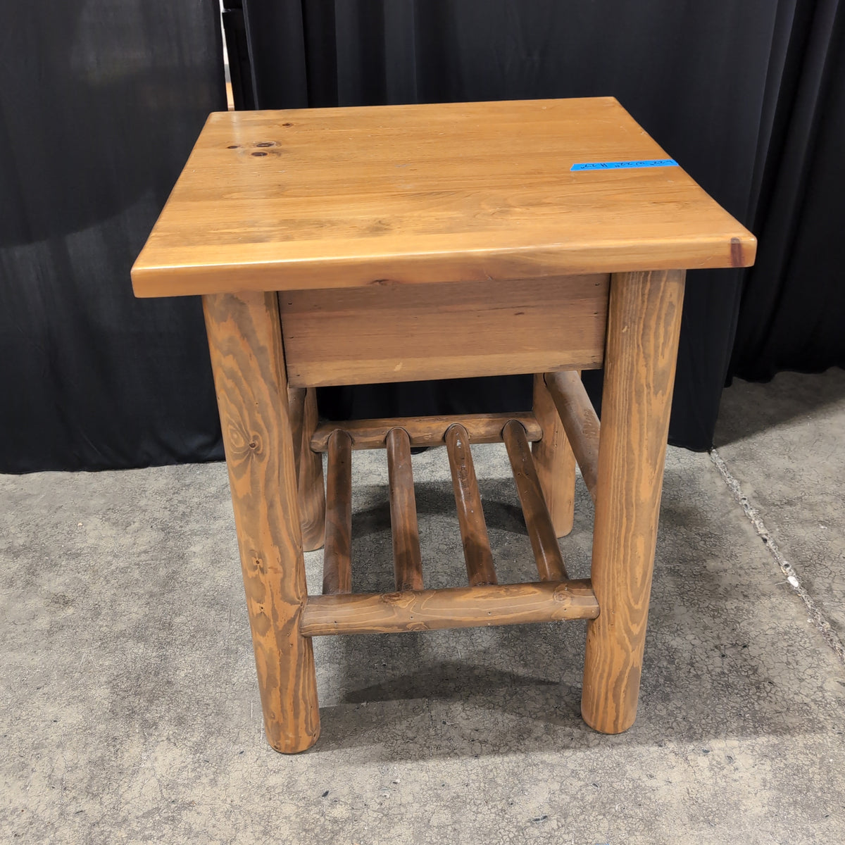 Rustic Honey Wood End Table with Chunky Legs