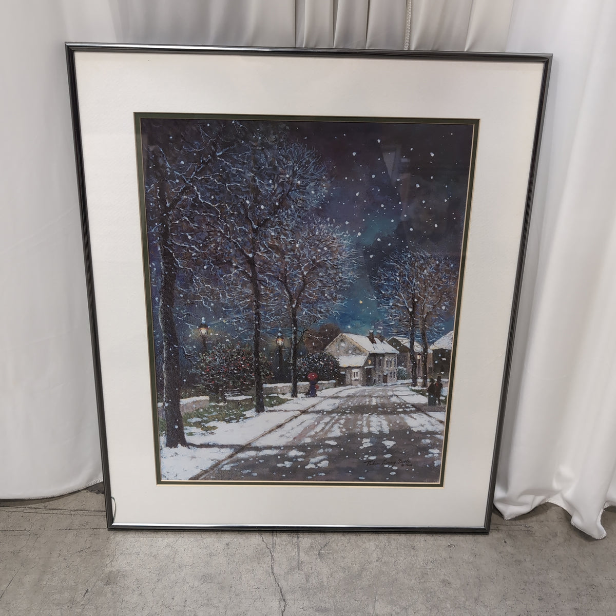 Winter Snowy Street Scene Framed Art Print