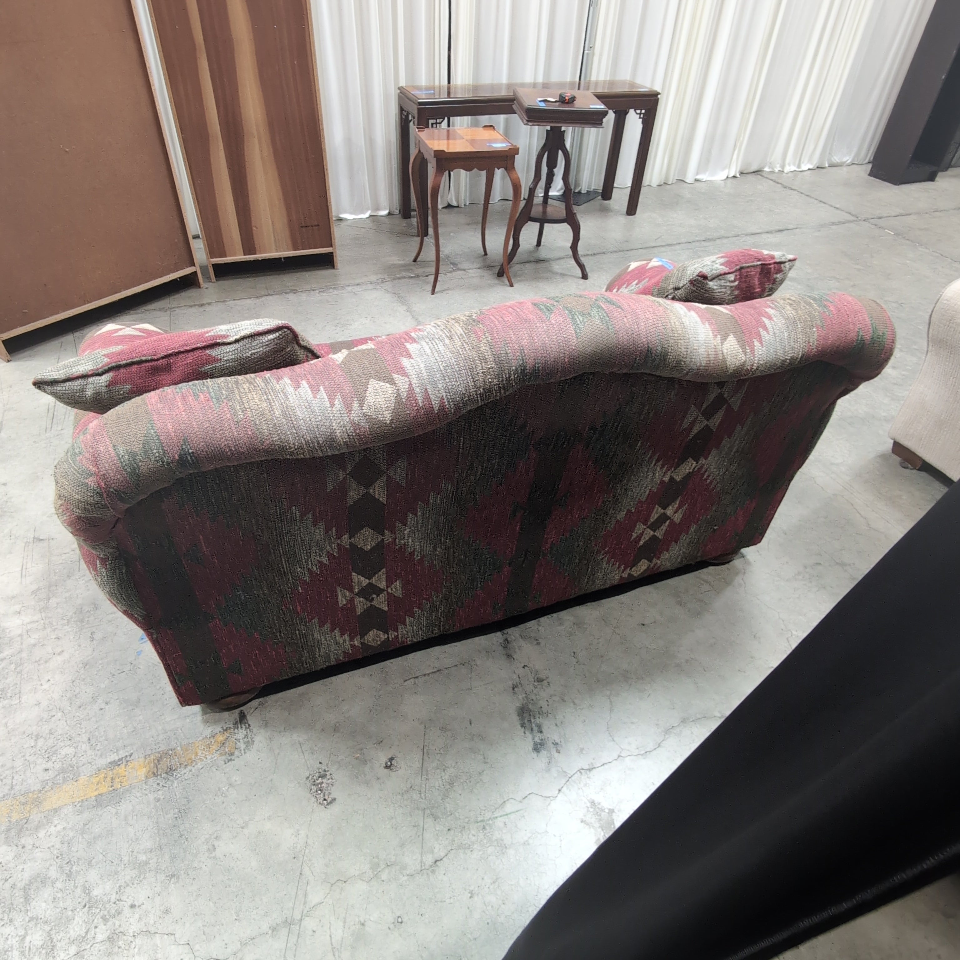 RA Jones Campbell Southwestern Pattern Couch with Rolled Arms