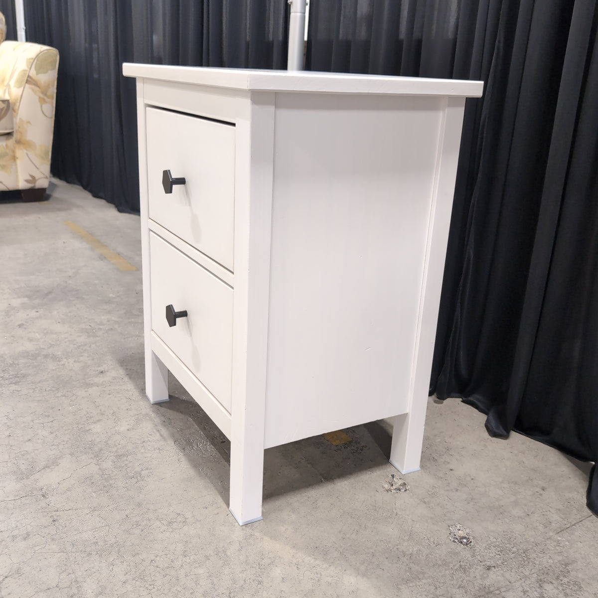 Contemporary White Two-Drawer Nightstand