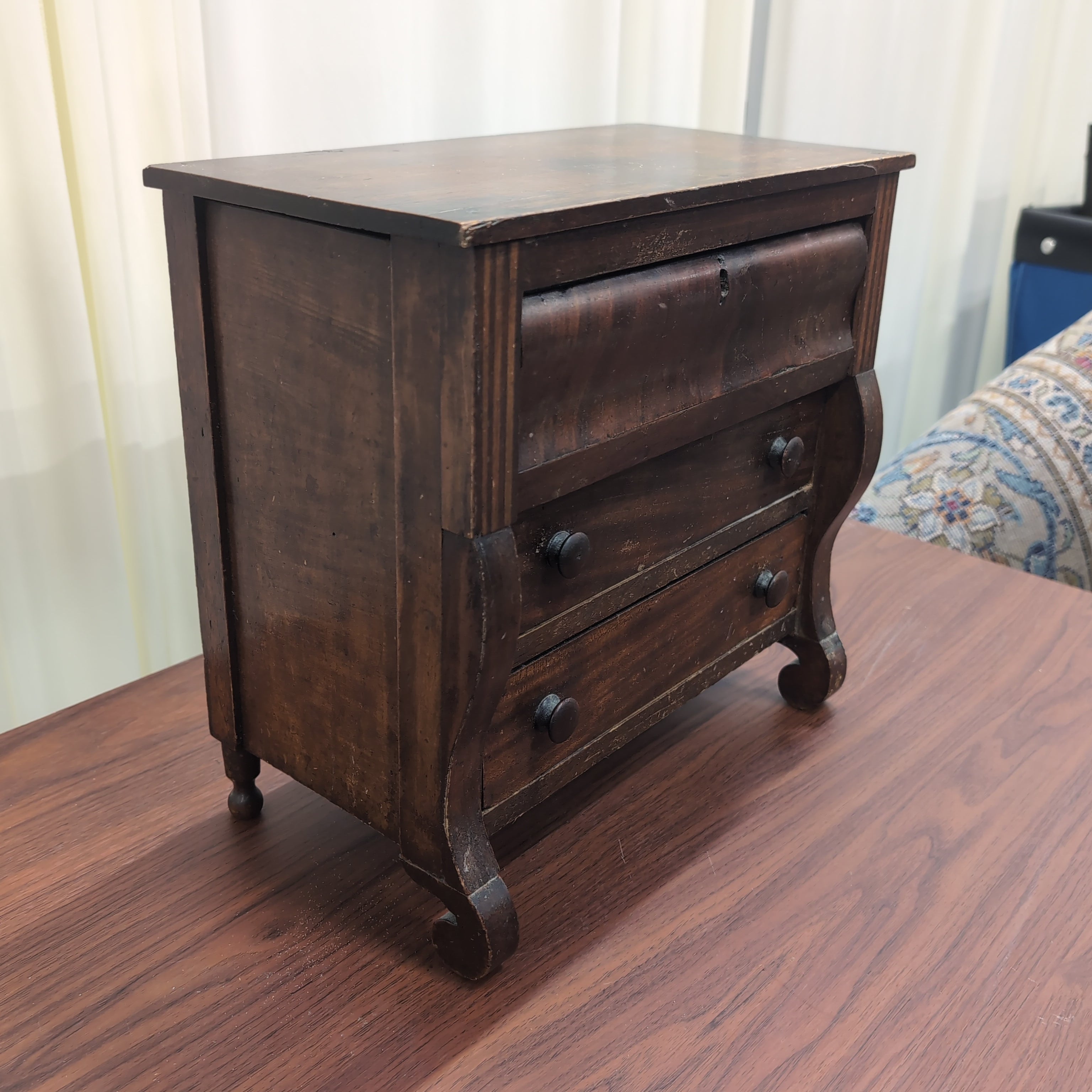 Traditional Dark Wood Three-Drawer Nightstand